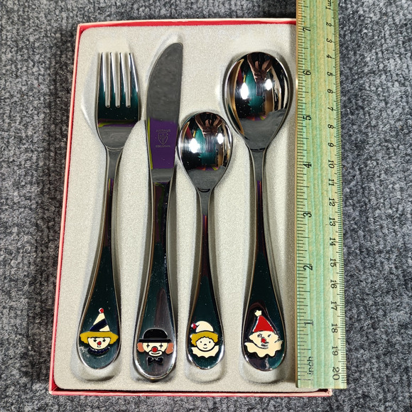 Justinus Kinderbesteck Clown Flatware Set 4 Pc Childrens Carnival Circus - Picture 4 of 9